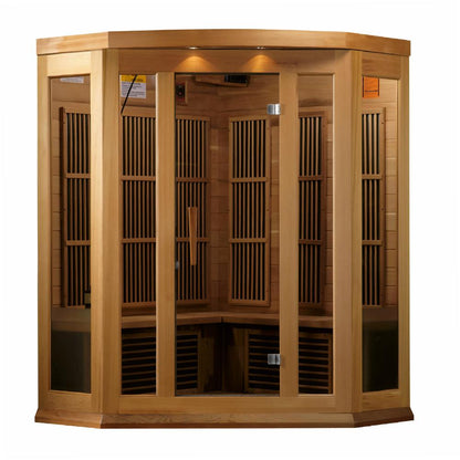 3 Person FAR IR Carbon Corner Sauna-Color:Red Cedar