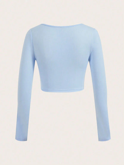 SHEIN Ezwear Multi-Pack Women Versatile Casual Simple Long Sleeve T-Shirt Valentine Day