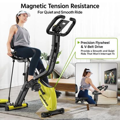 4In1 Folding Exercise Bike Indoor Cycling Bike Stationary Magnetic X Bike Gym Workout 300Lb Easy to Get On/Off