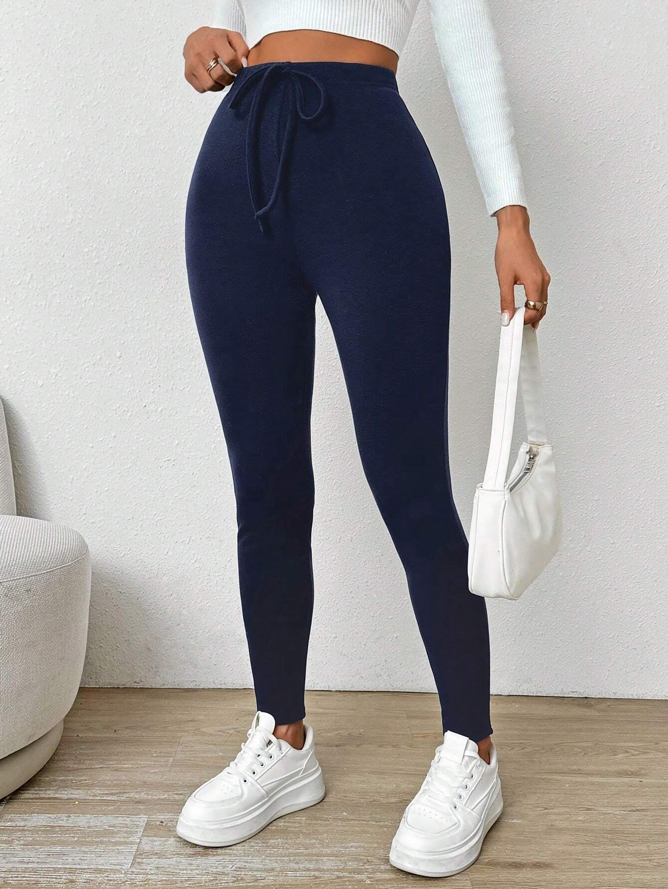 SHEIN Chicease Knot Front Thermal Lined Leggings