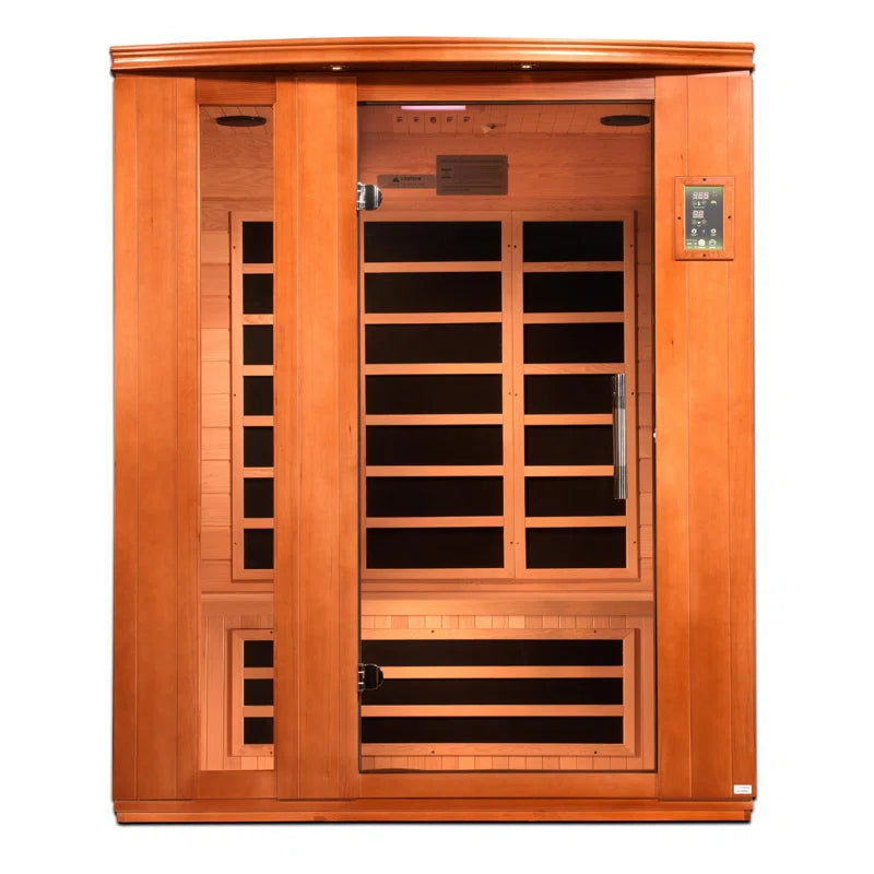 Lugano 3 - Person Bluetooth Compatible FAR Infrared Sauna with Remote Control in Hemlock