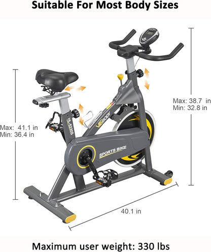 Exercise Bikes Stationary Bike with Adjustable Magnetic Resistance Belt Drive Bicycle with Comfortable Seat Cushion