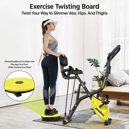 4In1 Folding Exercise Bike Indoor Cycling Bike Stationary Magnetic X Bike Gym Workout 300Lb Easy to Get On/Off