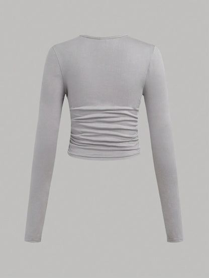 SHEIN Ezwear Multi-Pack Women Versatile Casual Simple Long Sleeve T-Shirt Valentine Day