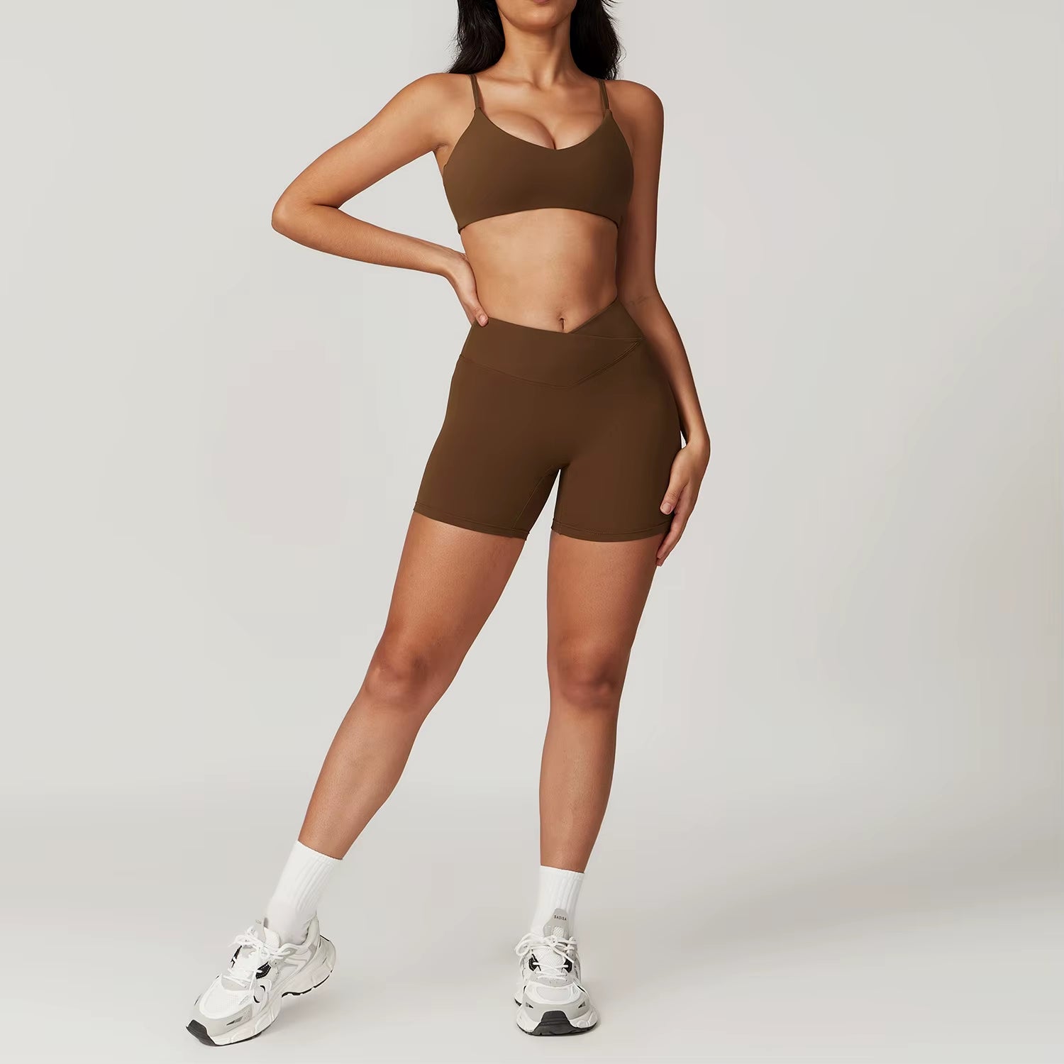 Women'S 2PCS Gym Yoga Suit Tight Fitting Sports Set Workout Breathable T Shirts Bra Short Sleeve Crop Top Bell-Bottoms Leggings
