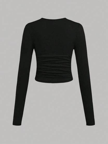 SHEIN Ezwear Multi-Pack Women Versatile Casual Simple Long Sleeve T-Shirt Valentine Day