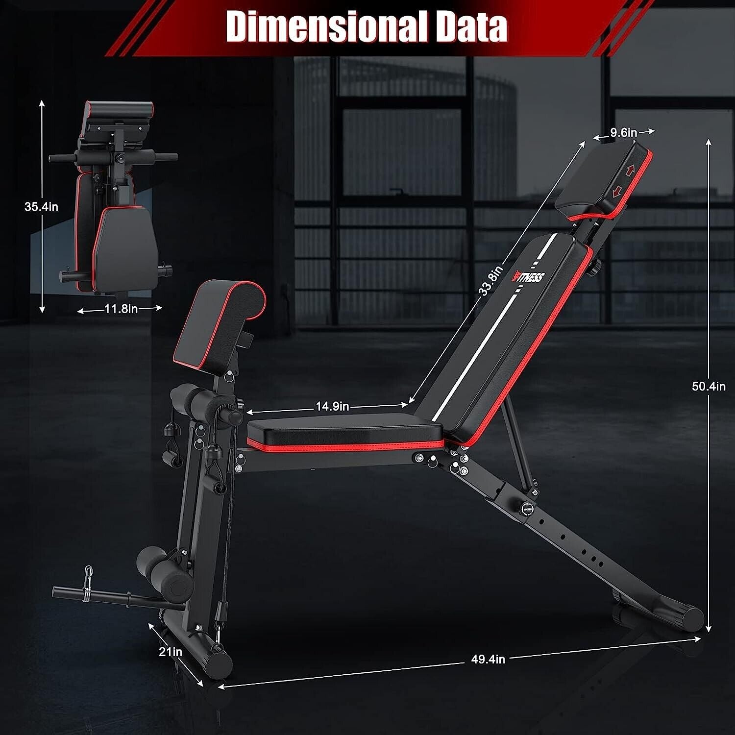 Weight Bench Adjustable Foldable Strength Training Full Body Workout Incline Gym