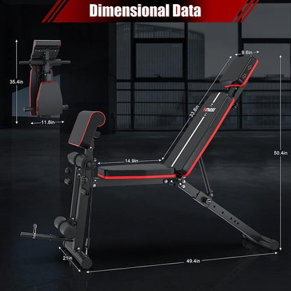 Weight Bench Adjustable Foldable Strength Training Full Body Workout Incline Gym