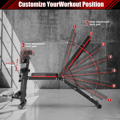 Weight Bench Adjustable Foldable Strength Training Full Body Workout Incline Gym