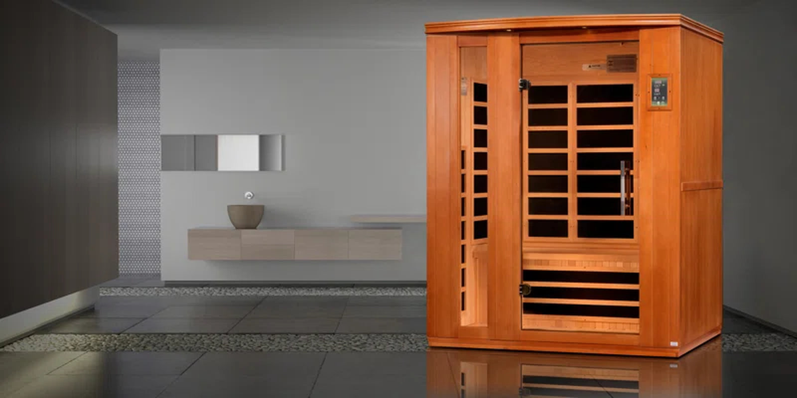 Lugano 3 - Person Bluetooth Compatible FAR Infrared Sauna with Remote Control in Hemlock